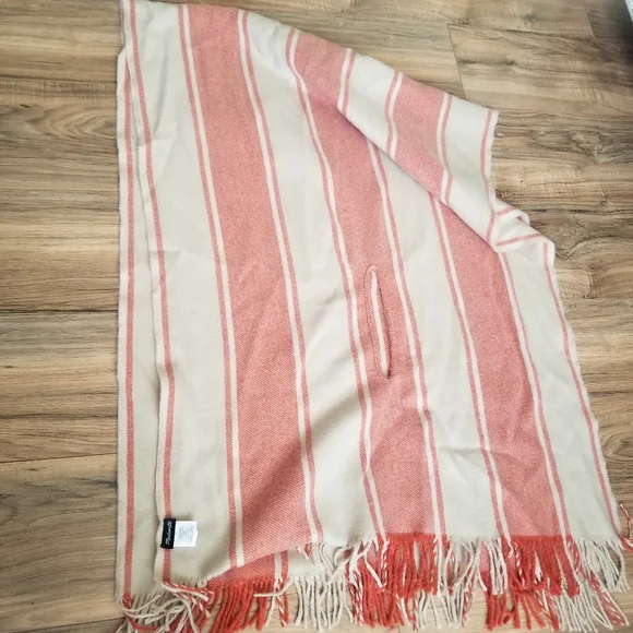 Madewell Twill Stripe Cape Scarf  Orange & Nude Multi functional - Picture 2 of 2